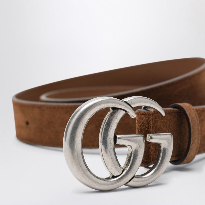Gucci Gucci Hazelnut Suede Belt With Gg Marmont Buckle Size ONE SIZE - 2 Thumbnail