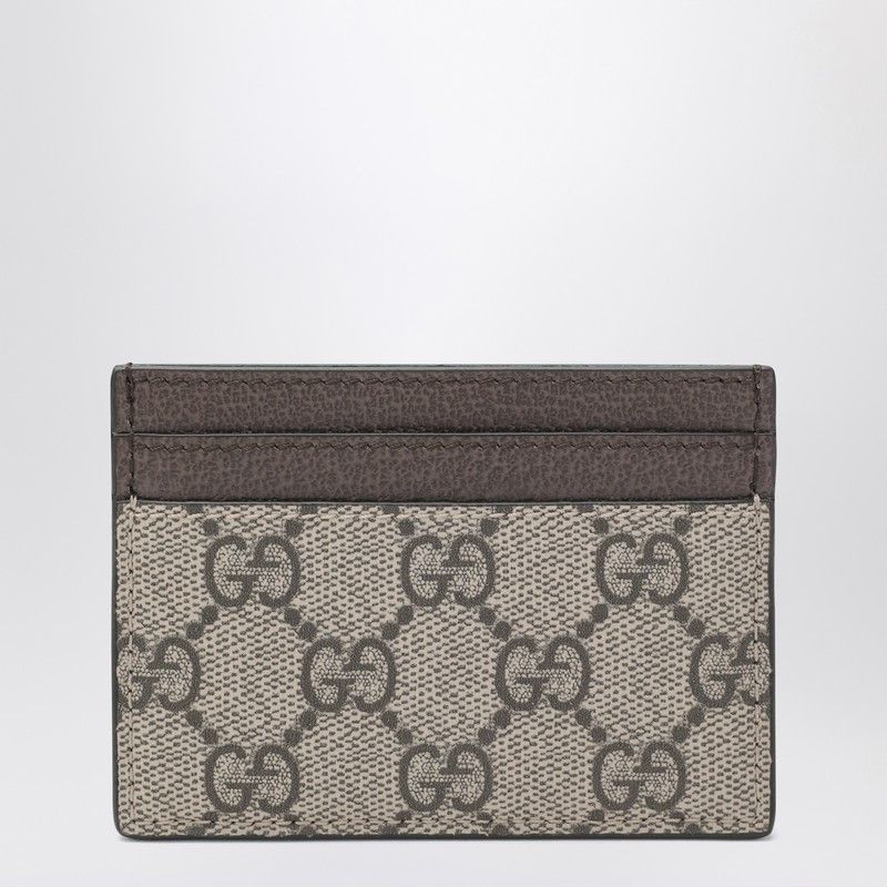 Gucci Ophidia Card Holder In Beige/Ebony Gg Supreme Fabric