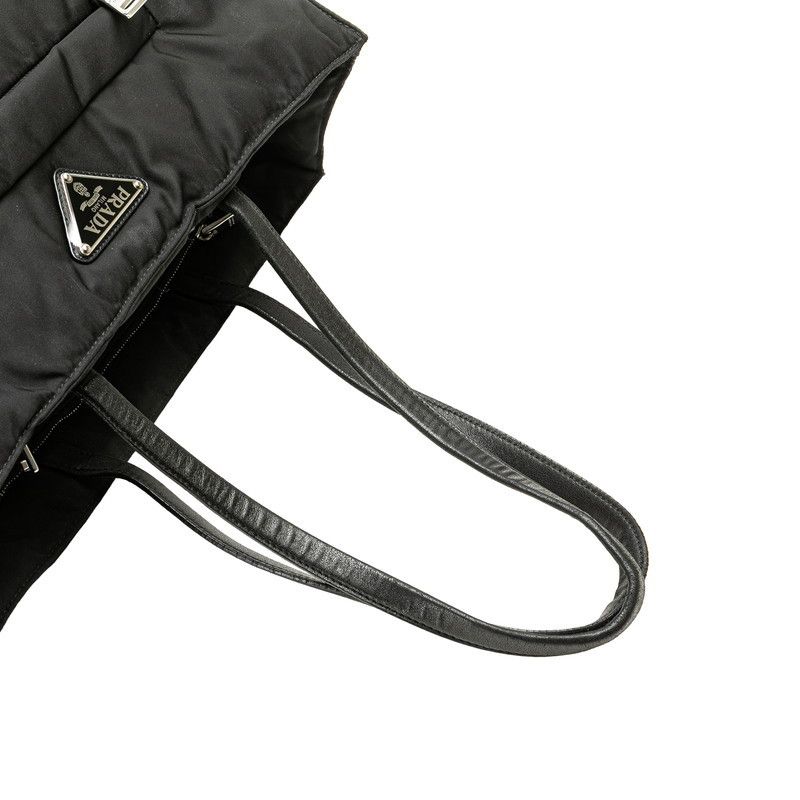 Prada Prada Prada Triangle Logo Plate Nylon Leather Tote Bag Leather Tote Bag 1BG421 Size ONE SIZE - 5 Thumbnail