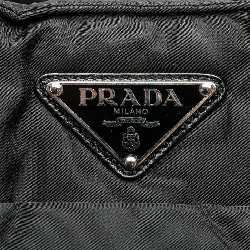 Prada Prada Prada Triangle Logo Plate Nylon Leather Tote Bag Leather Tote Bag 1BG421 Size ONE SIZE - 4 Thumbnail