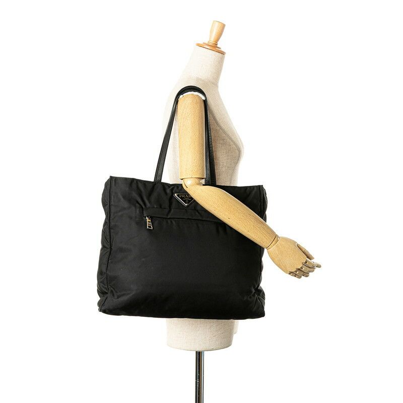 Prada Prada Prada Triangle Logo Plate Nylon Leather Tote Bag Leather Tote Bag 1BG421 Size ONE SIZE - 12 Thumbnail