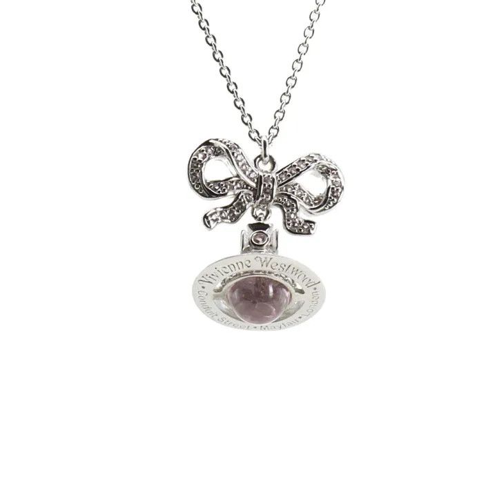 Vivienne Westwood Vivienne Westwood Octavie Bow Saturn Pendant Necklace 0079 Size ONE SIZE - 2 Thumbnail