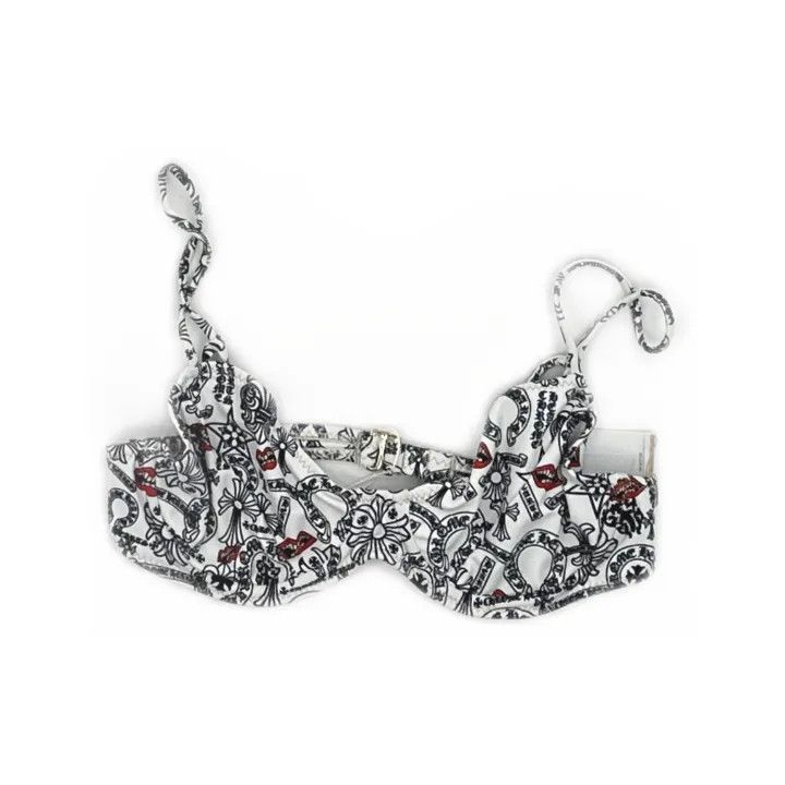 Chrome Hearts Chrome Hearts Patterned White Bra with Thin Straps 0079 Size US M / EU 48-50 / 2 - 2 Thumbnail