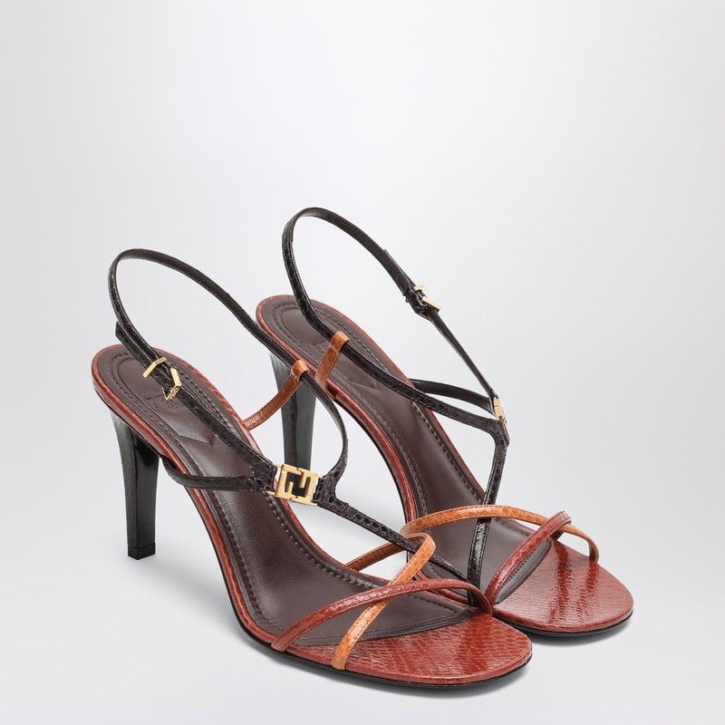 Fendi Fendi Fendi Ffold Burgundy/Brown Heel Sandal Size US 10 / IT 40 - 2 Thumbnail