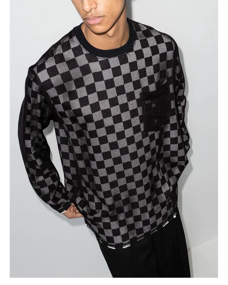 Anonymous Club black checkered long sleeve t-shirt Size US M / EU 48-50 / 2 - 5 Thumbnail