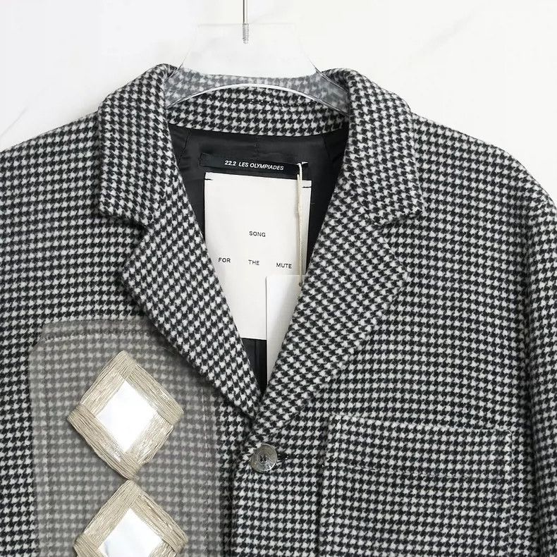 Rick Owens men's houndstooth wool blend coat Size US M / EU 48-50 / 2 - 2 Thumbnail