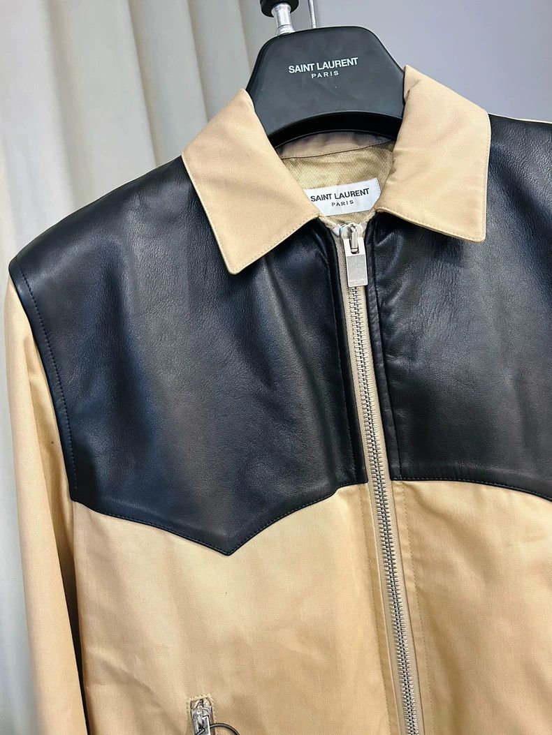Saint Laurent Paris saint laurent khaki leather patchwork jacket Size US L / EU 52-54 / 3 - 2 Thumbnail