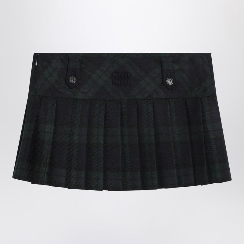 Miu Miu Miu Miu Blue/Green Pleated Wool Mini Skirt Size 27" / US 4 / IT 40 - 2 Thumbnail