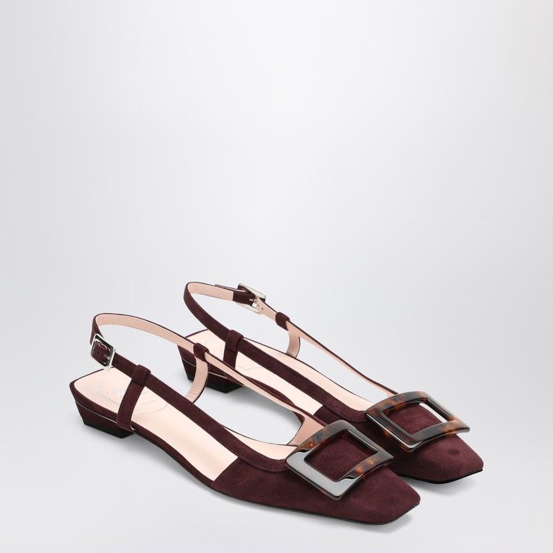 Roger Vivier Roger Vivier Belle Vivier Bordeaux Suede Slingback Flats Size US 6 / IT 36 - 2 Thumbnail