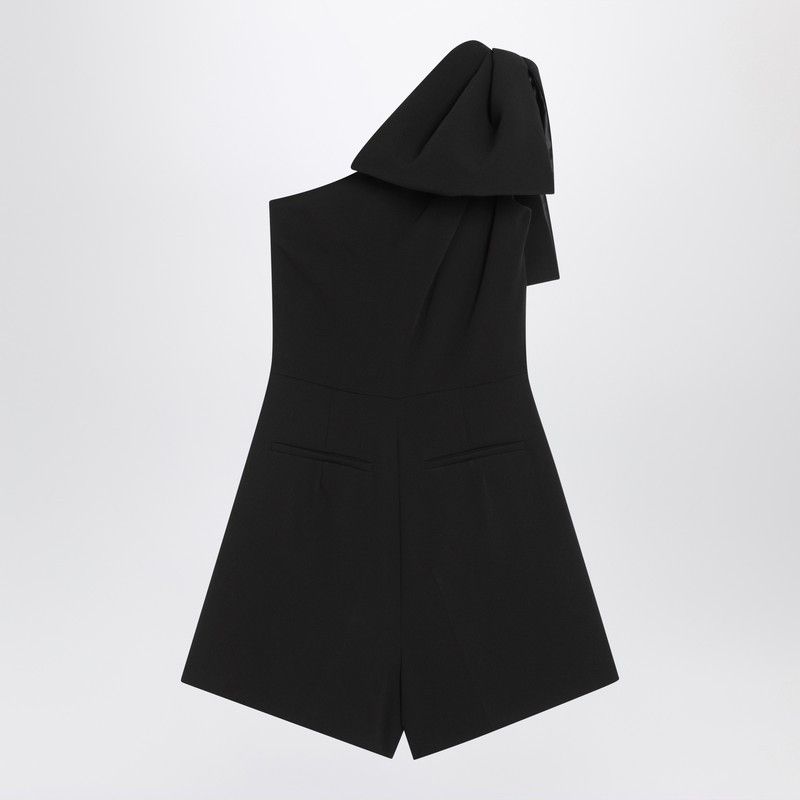 Max Mara Max Mara Pianoforte One-Shoulder Short Jumpsuit In Black Cady Size 26" / US 2 / IT 38 - 2 Thumbnail