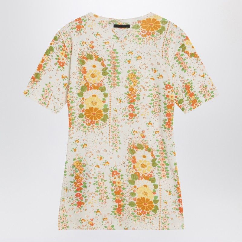 Prada Prada Orange Floral Print T-Shirt Size US L / EU 52-54 / 3 - 2 Thumbnail