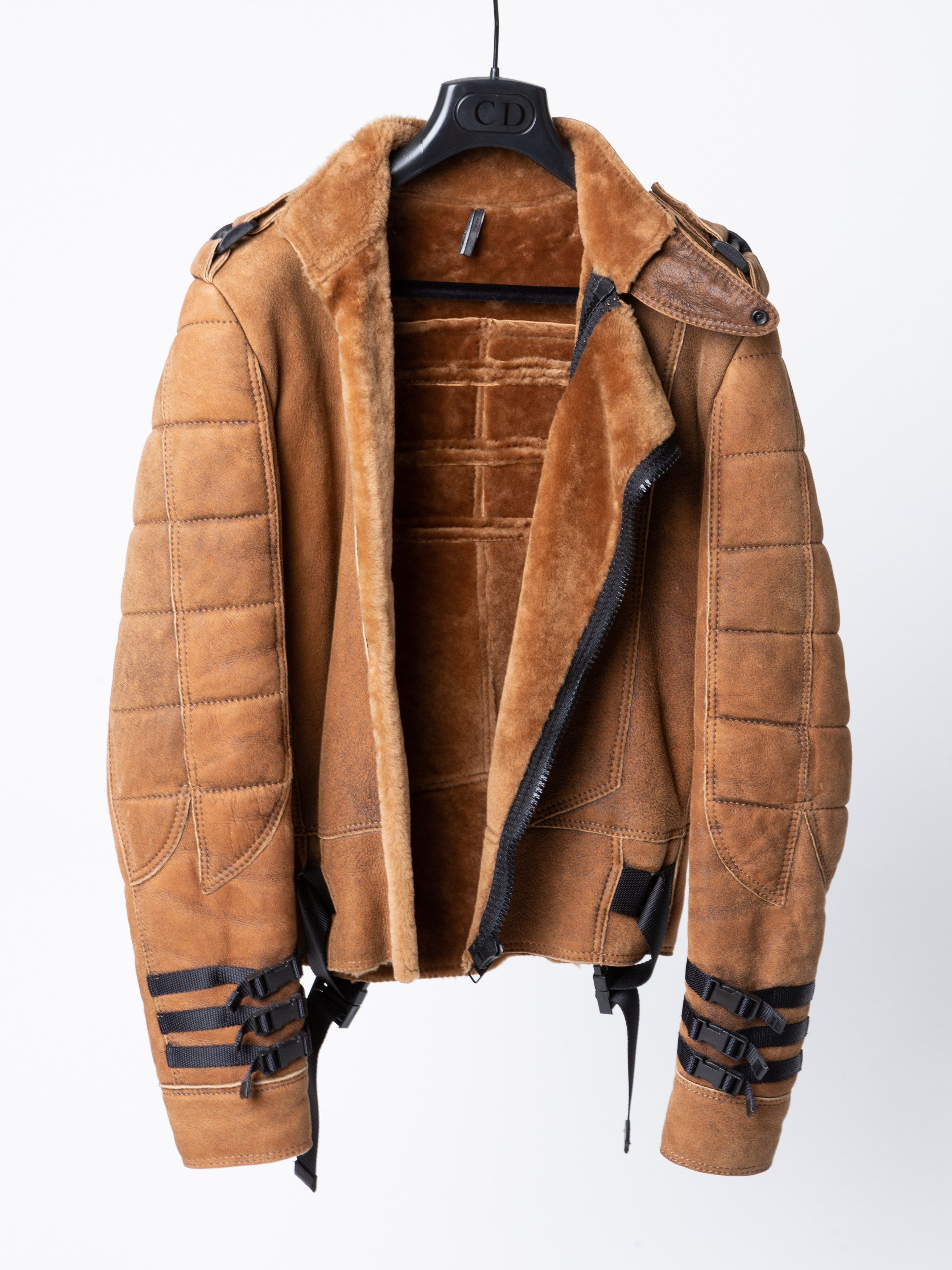 Dior AW07 Dior Homme 'Navigate' Brown Shearling Leather Biker