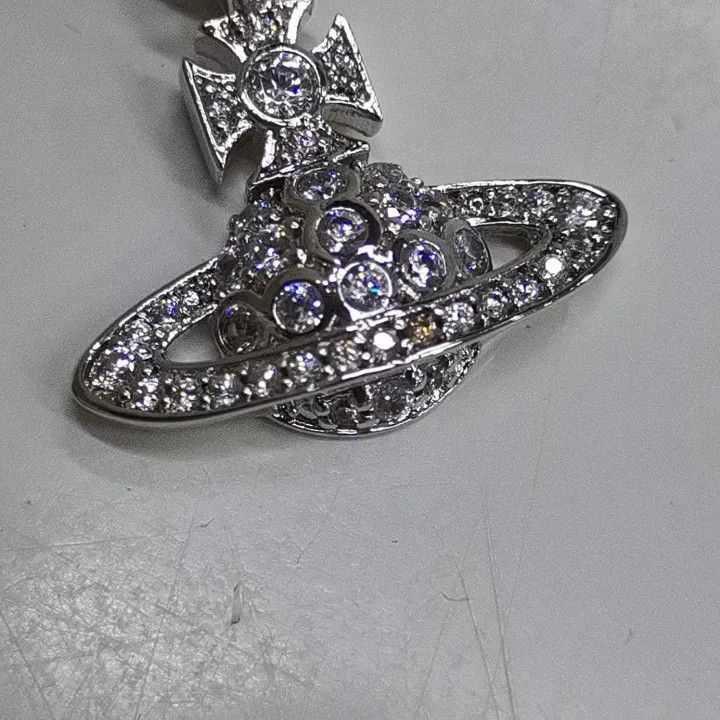 Vivienne Westwood Vivienne Westwood Silver Crystal Safety Pin Necklace 0079 Size ONE SIZE - 2 Thumbnail