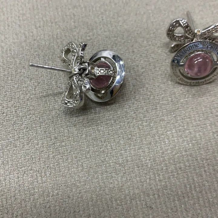 Vivienne Westwood Vivienne Westwood Pink Orb Earrings with Satin Bow 0079 Size ONE SIZE - 3 Thumbnail