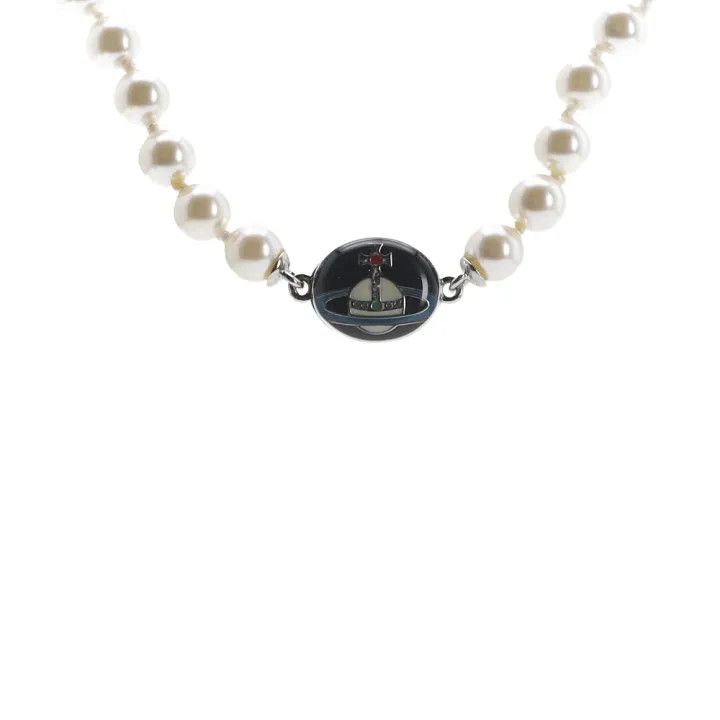Vivienne Westwood Vivienne Westwood Pearl Necklace with Black Enamel 0079 Size ONE SIZE - 2 Thumbnail