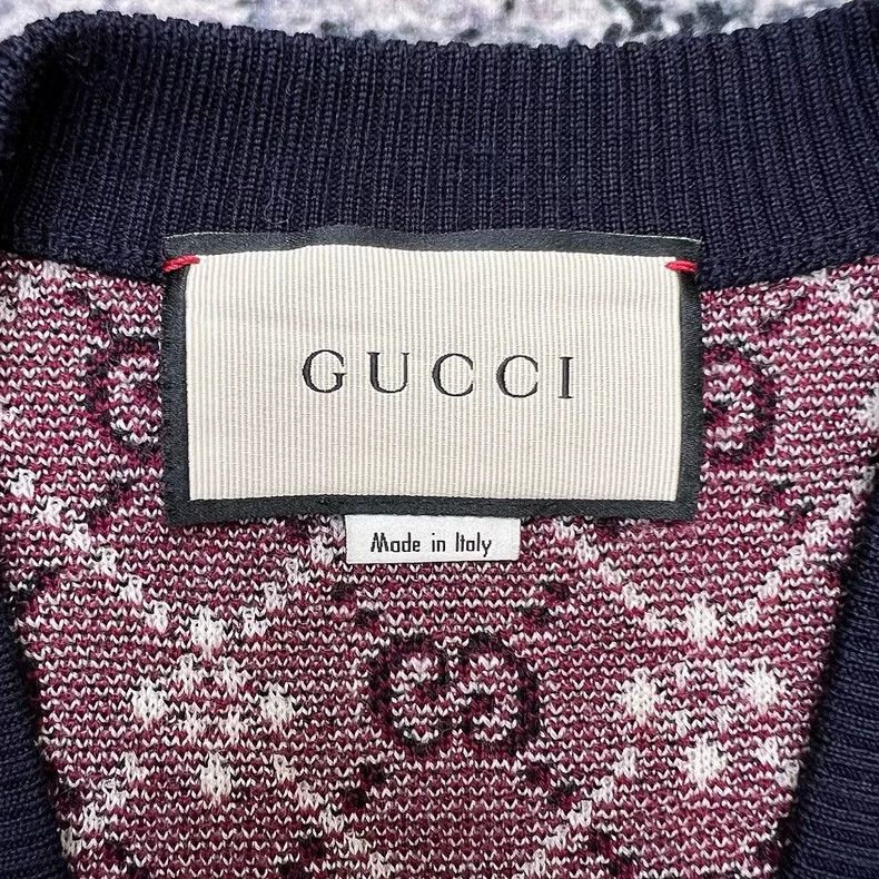 Gucci gucci burgundy logo v-neck knit sweater Size US M / EU 48-50 / 2 - 3 Thumbnail