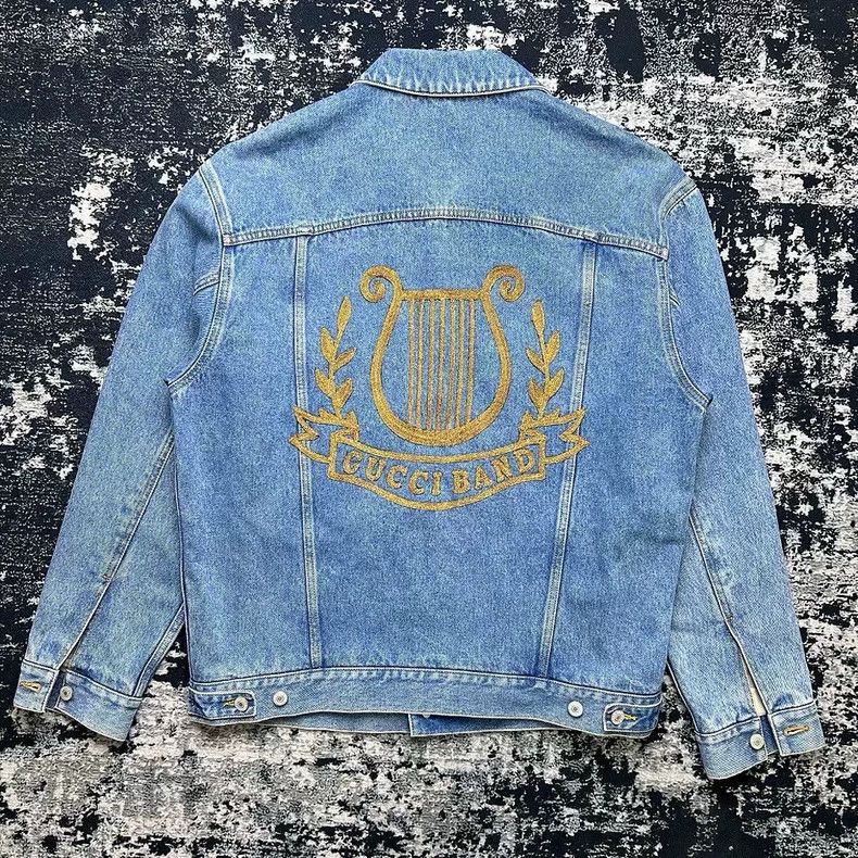 Gucci gucci gold-embroidered long sleeve denim jacket Size US L / EU 52-54 / 3 - 5 Thumbnail
