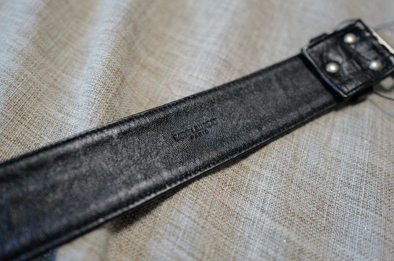 Saint Laurent Paris black faux leather embossed crocodile belt Size ONE SIZE - 2 Thumbnail