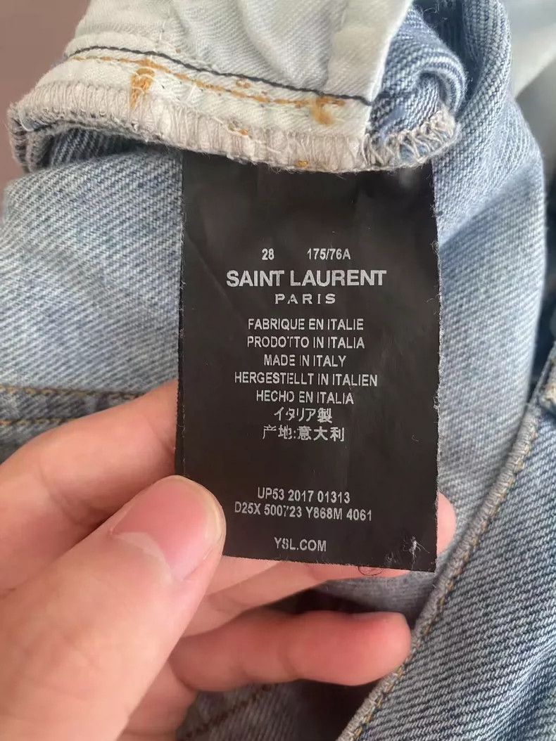 Saint Laurent Paris saint laurent blue distressed ripped jeans Size US 28 / EU 44 - 4 Thumbnail