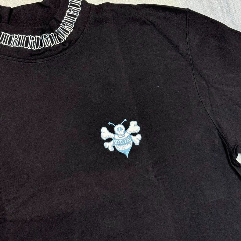 Dior black high-neck embroidered t-shirt by dior Size US M / EU 48-50 / 2 - 4 Thumbnail