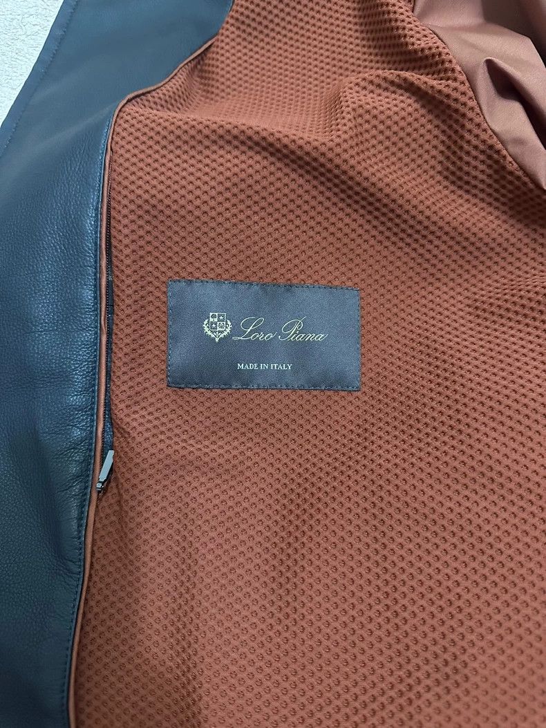Loro Piana premium leather jacket in navy blue - dmc Size US XXL / EU 58 / 5 - 4 Thumbnail