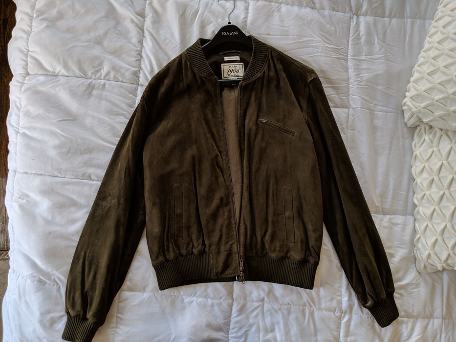 1905 collection tailored 2025 fit leather bomber jacket