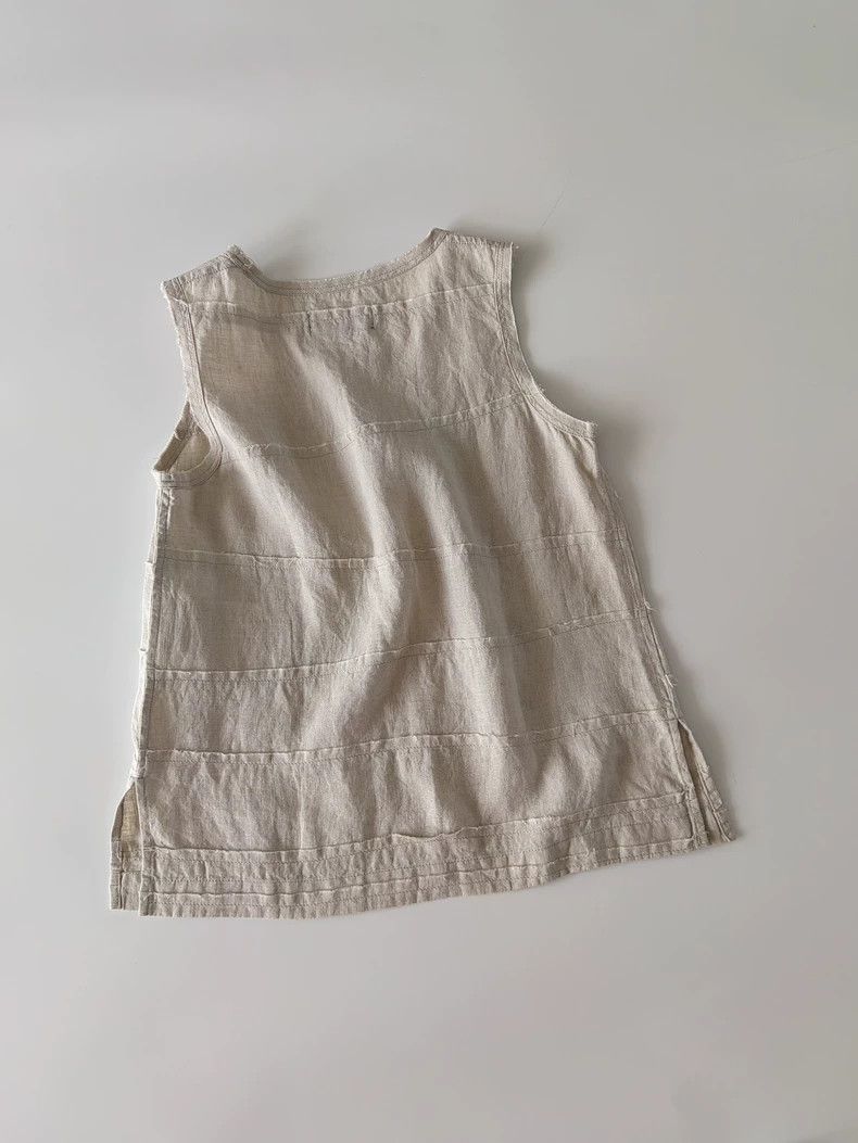 Comme des Garcons beige decorative fringe linen sleeveless top - dmc Size US S / EU 44-46 / 1 - 4 Thumbnail