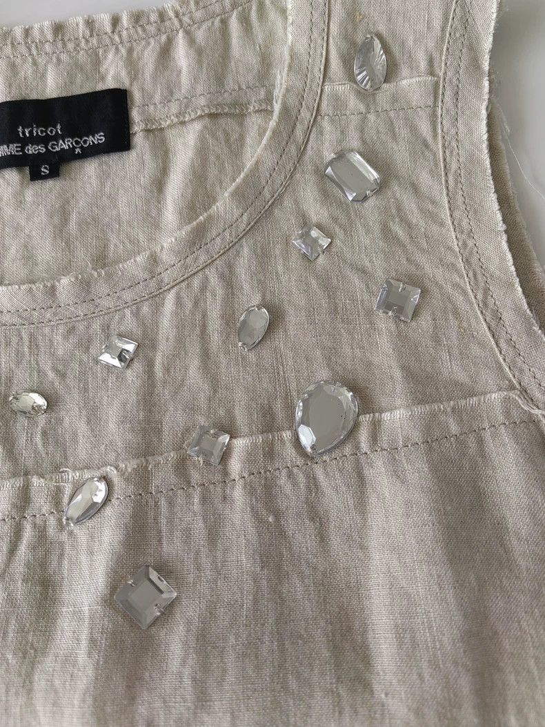 Comme des Garcons beige decorative fringe linen sleeveless top - dmc Size US S / EU 44-46 / 1 - 6 Thumbnail
