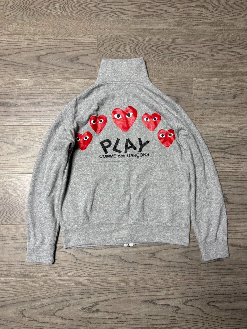 Comme des Garcons PLAY cdg play gray zip-up sweatshirt for men - dmc Size US L / EU 52-54 / 3 - 2 Thumbnail