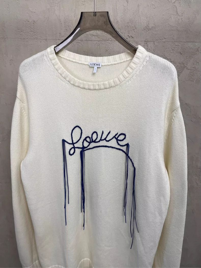 Loewe Loewe White Embroidered Logo Round Neck Sweater - dmc Size US M / EU 48-50 / 2 - 3 Thumbnail