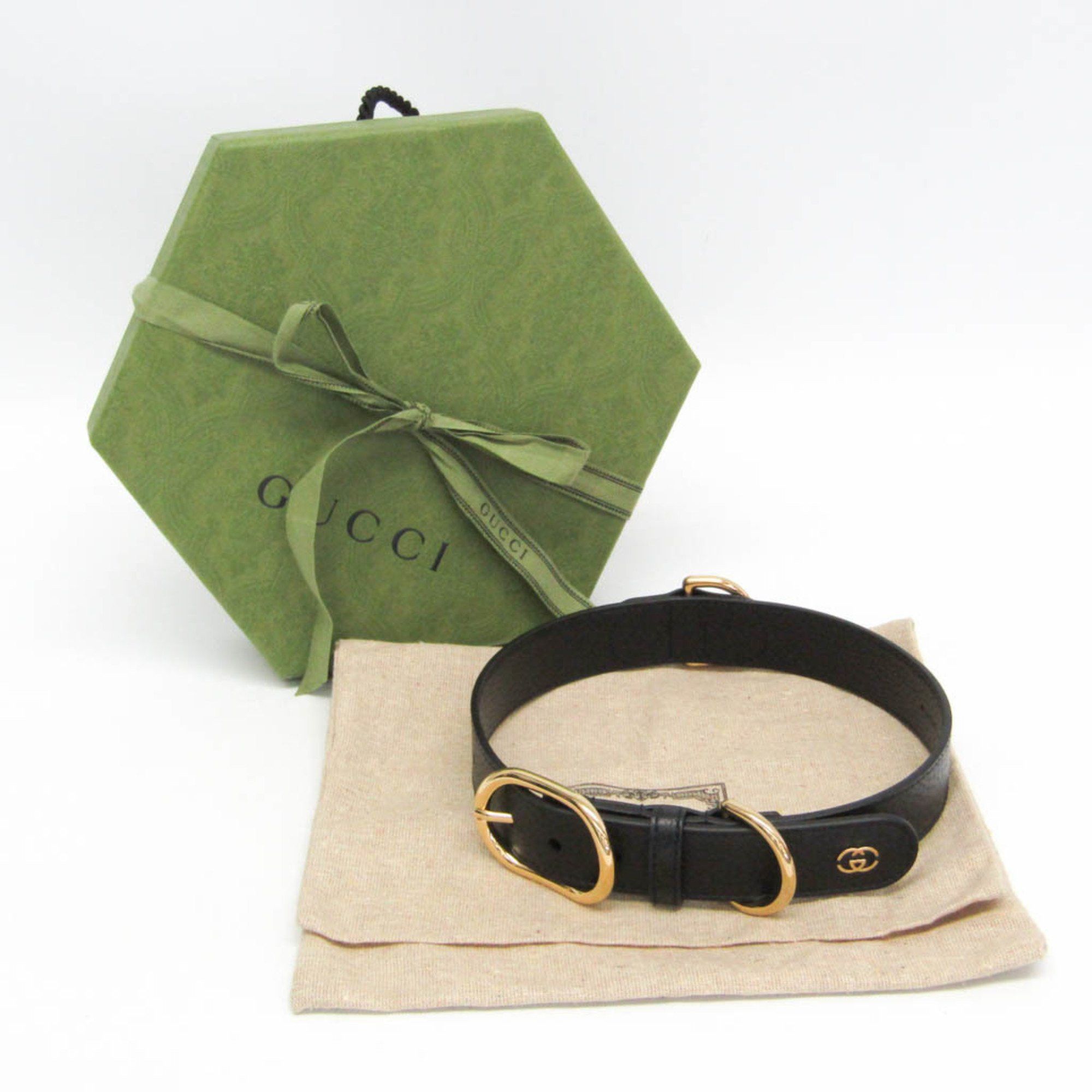 Gucci Gucci Interlocking G 695256 Dog Collar Leather Black Size ONE SIZE - 2 Thumbnail