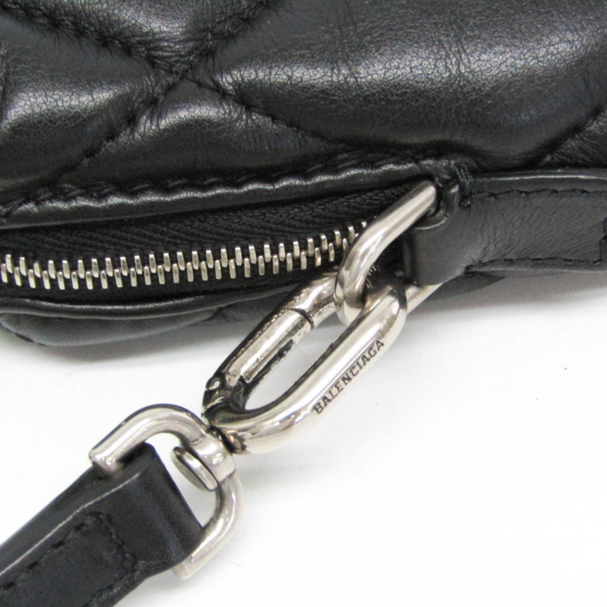 Balenciaga Balenciaga Touch Puffy Phone Pouch 593375 Men,Women Leather Pouch,Shoulder Bag Black Size ONE SIZE - 7 Thumbnail