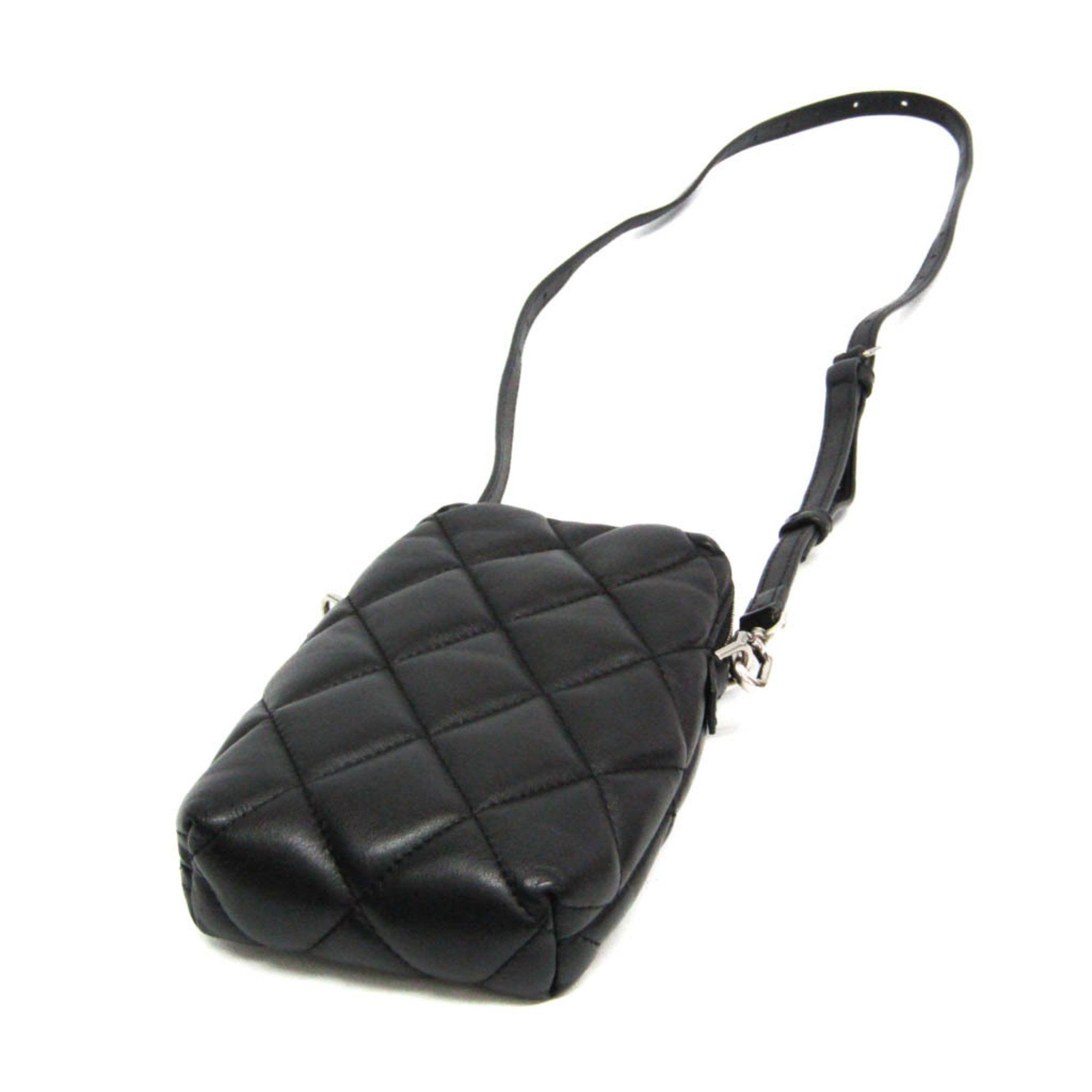 Balenciaga Balenciaga Touch Puffy Phone Pouch 593375 Men,Women Leather Pouch,Shoulder Bag Black Size ONE SIZE - 3 Thumbnail