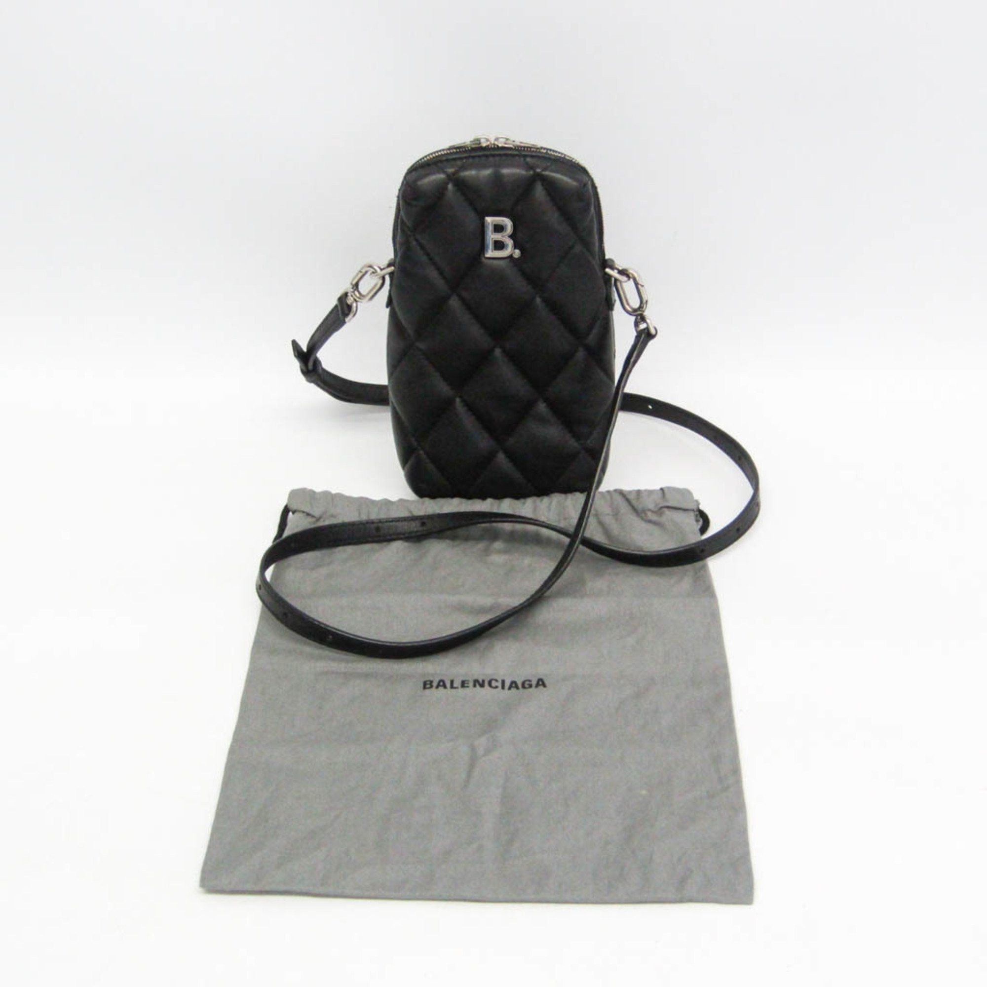 Balenciaga Balenciaga Touch Puffy Phone Pouch 593375 Men,Women Leather Pouch,Shoulder Bag Black Size ONE SIZE - 2 Thumbnail