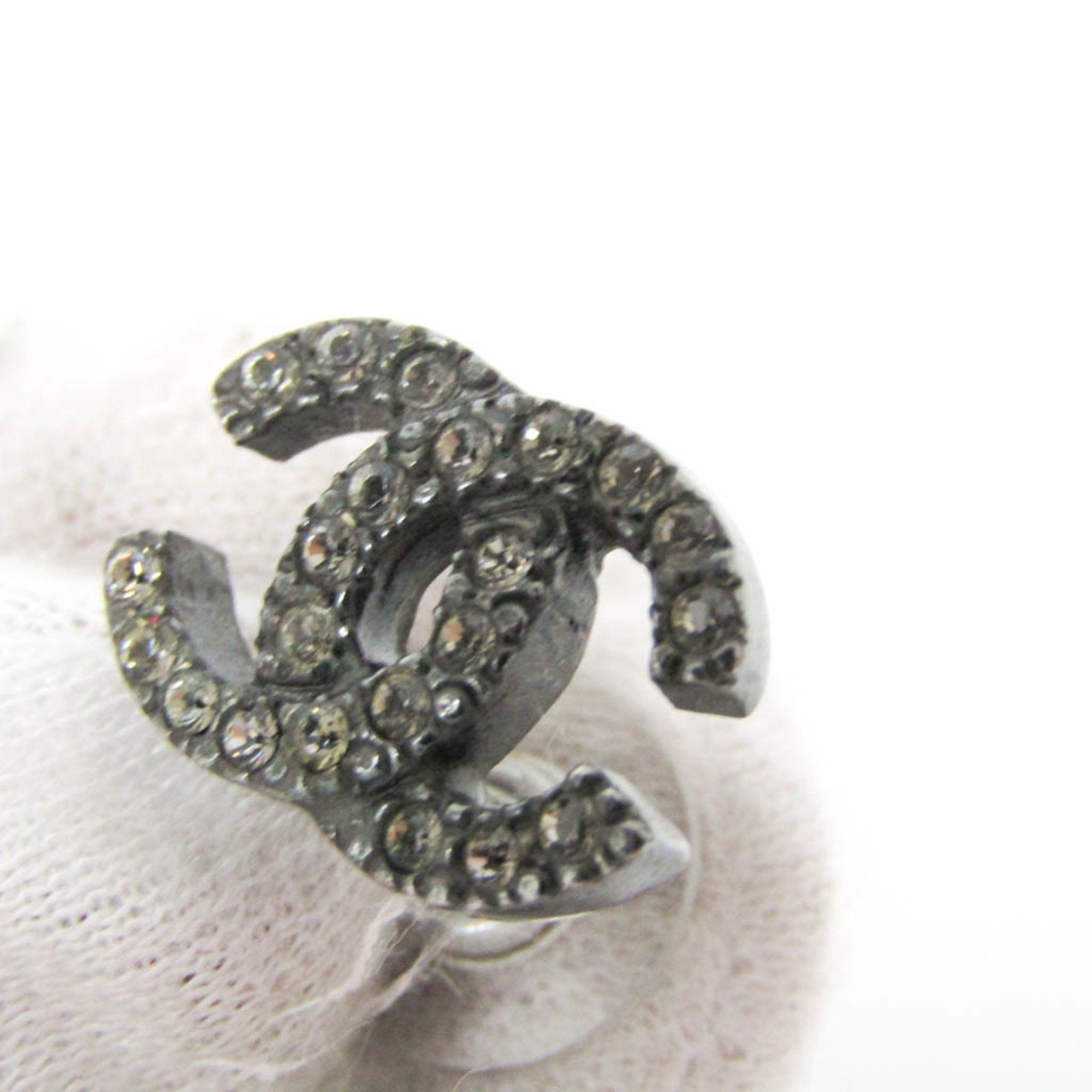 Chanel Chanel Coco Rhinestone Metal Stud Earrings Gunmetal Size ONE SIZE - 6 Thumbnail