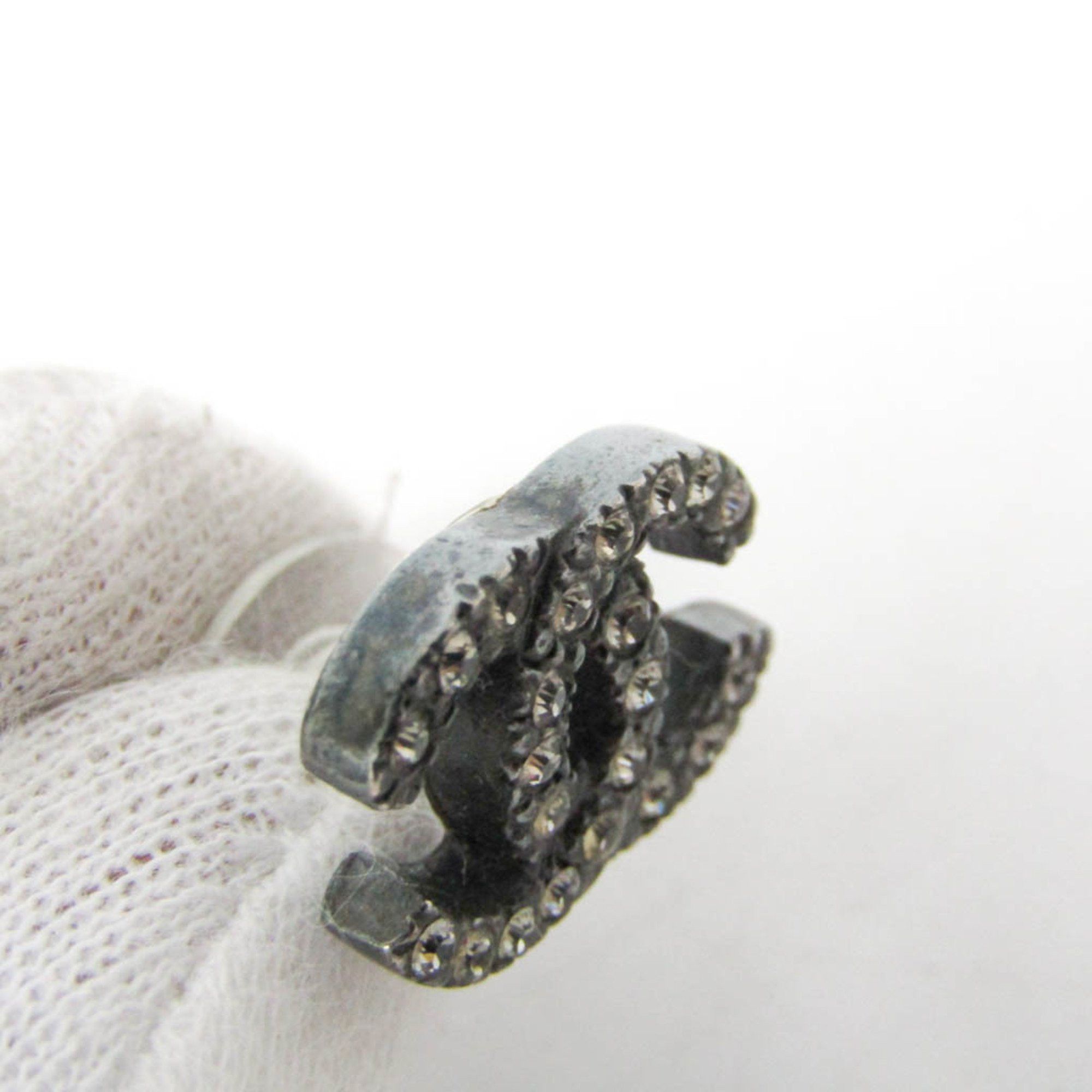 Chanel Chanel Coco Rhinestone Metal Stud Earrings Gunmetal Size ONE SIZE - 5 Thumbnail