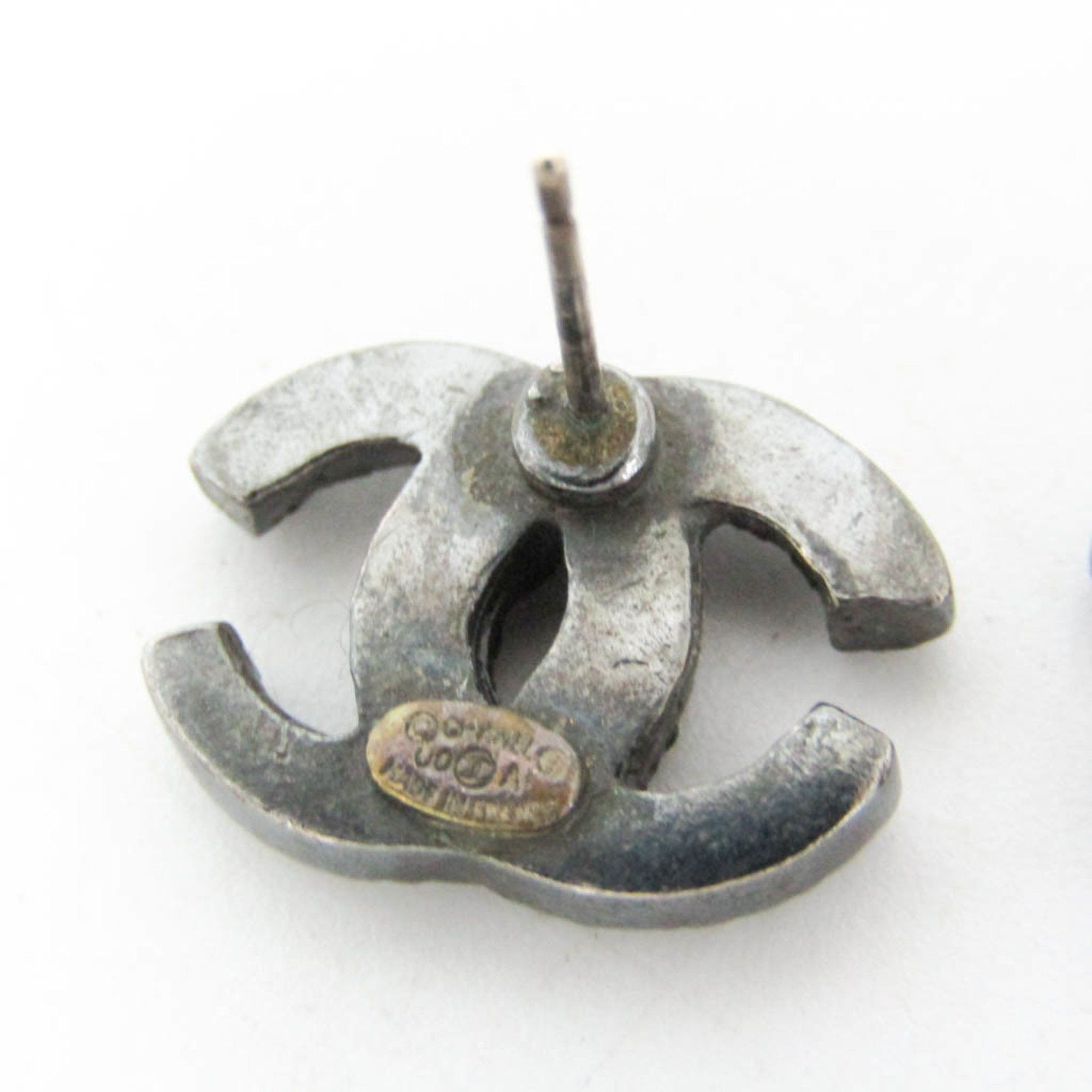 Chanel Chanel Coco Rhinestone Metal Stud Earrings Gunmetal Size ONE SIZE - 10 Thumbnail