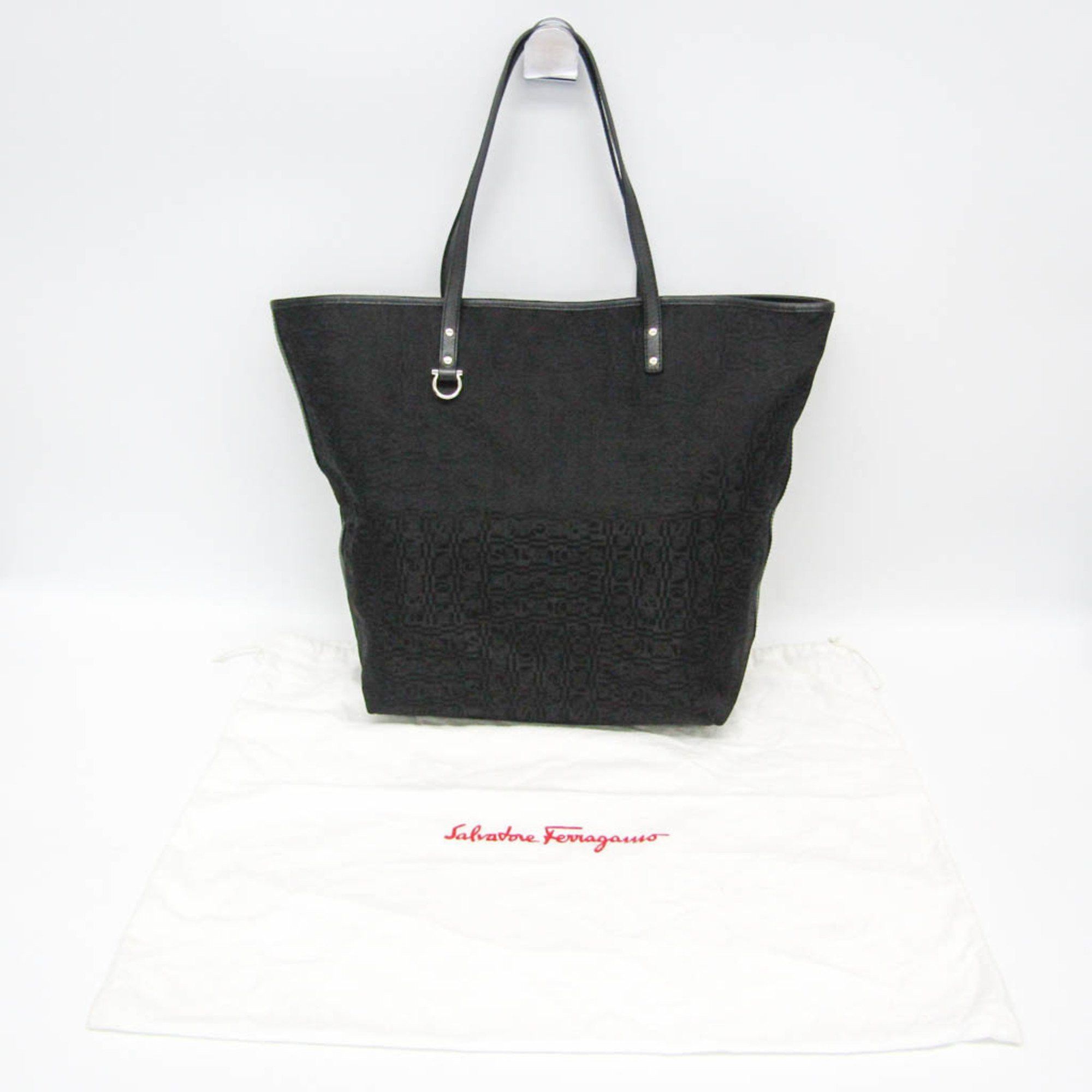 Salvatore Ferragamo Salvatore Ferragamo Gancini AU 21 A837 Women's Leather,Nylon Tote Bag Black Size ONE SIZE - 2 Thumbnail
