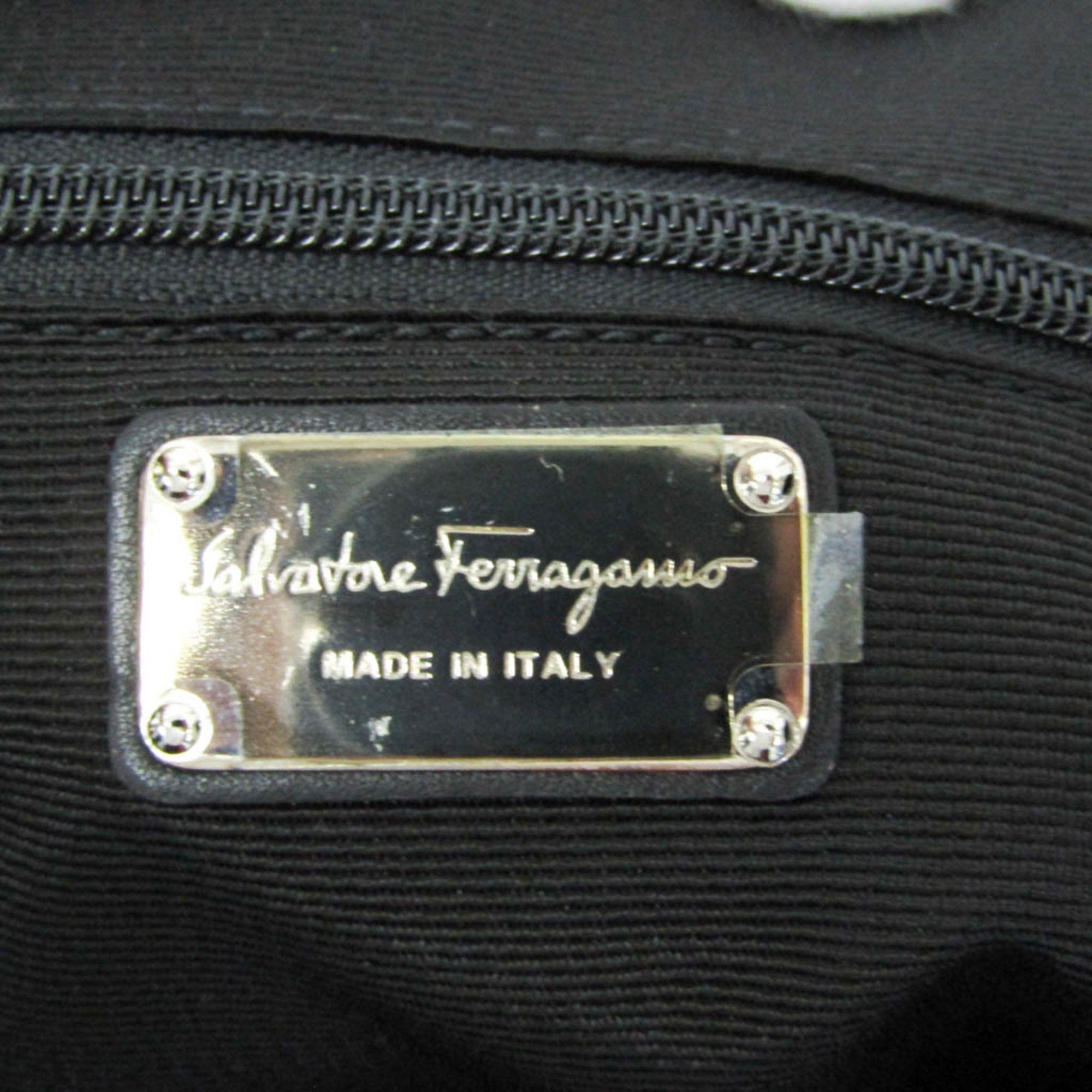 Salvatore Ferragamo Salvatore Ferragamo Gancini AU 21 A837 Women's Leather,Nylon Tote Bag Black Size ONE SIZE - 10 Thumbnail
