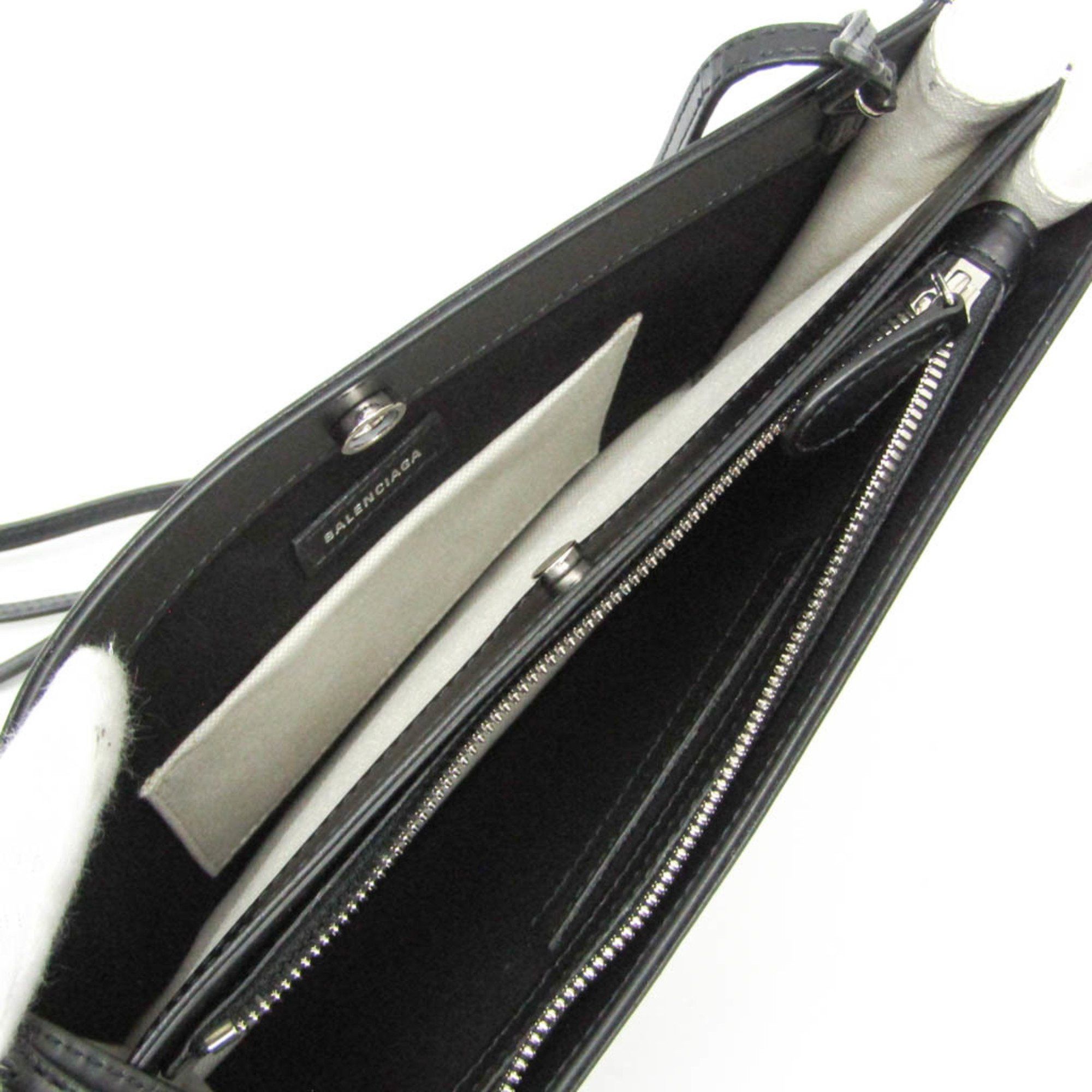 Balenciaga Balenciaga Navy Pochette 339937 Men,Women Canvas,Leather Shoulder Bag Black,Off-white Size ONE SIZE - 4 Thumbnail