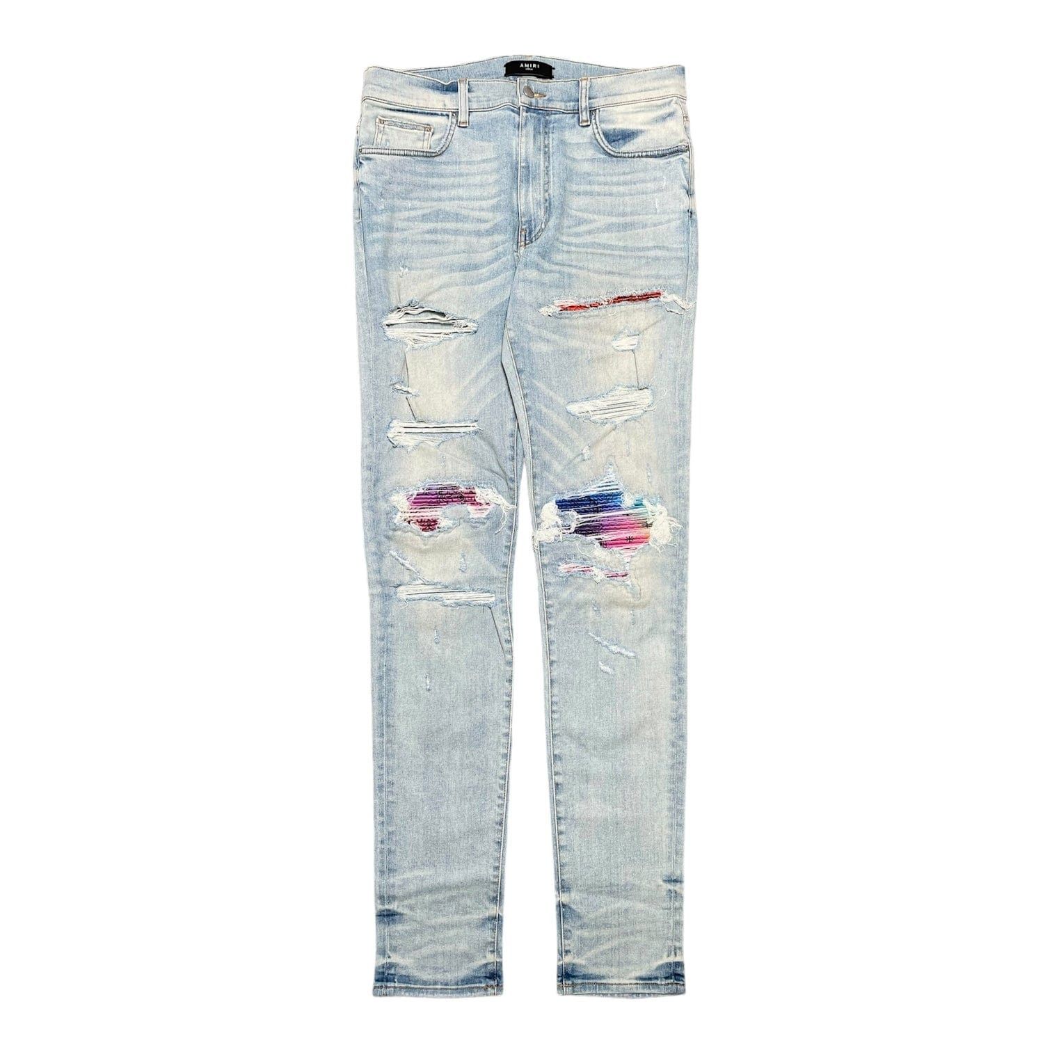 Amiri MX1 Rainbow Patch Jeans Bandana Light Indigo