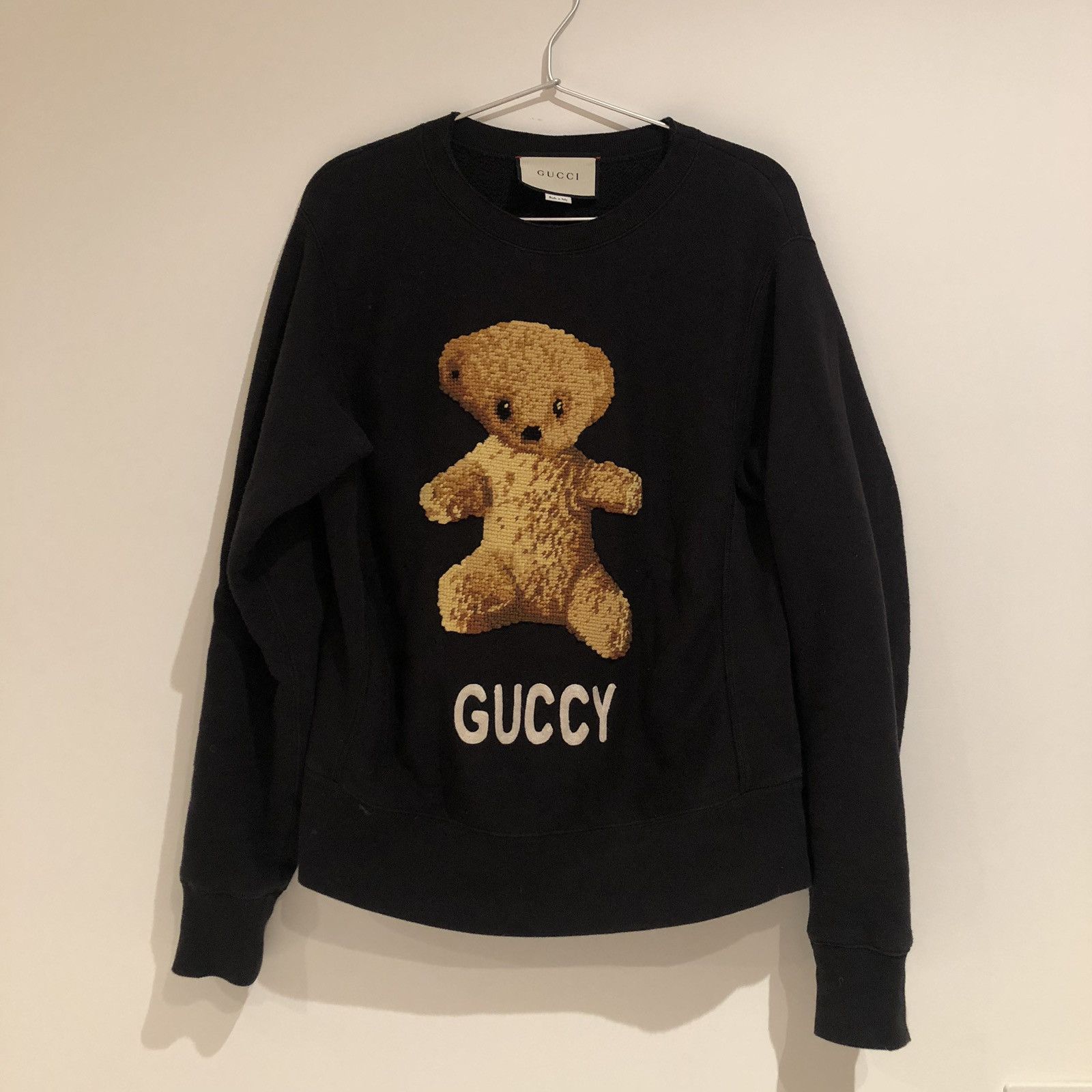 Gucci Felted Jersey Sweatshirt with Teddy Bear - Bergdorf Goodman