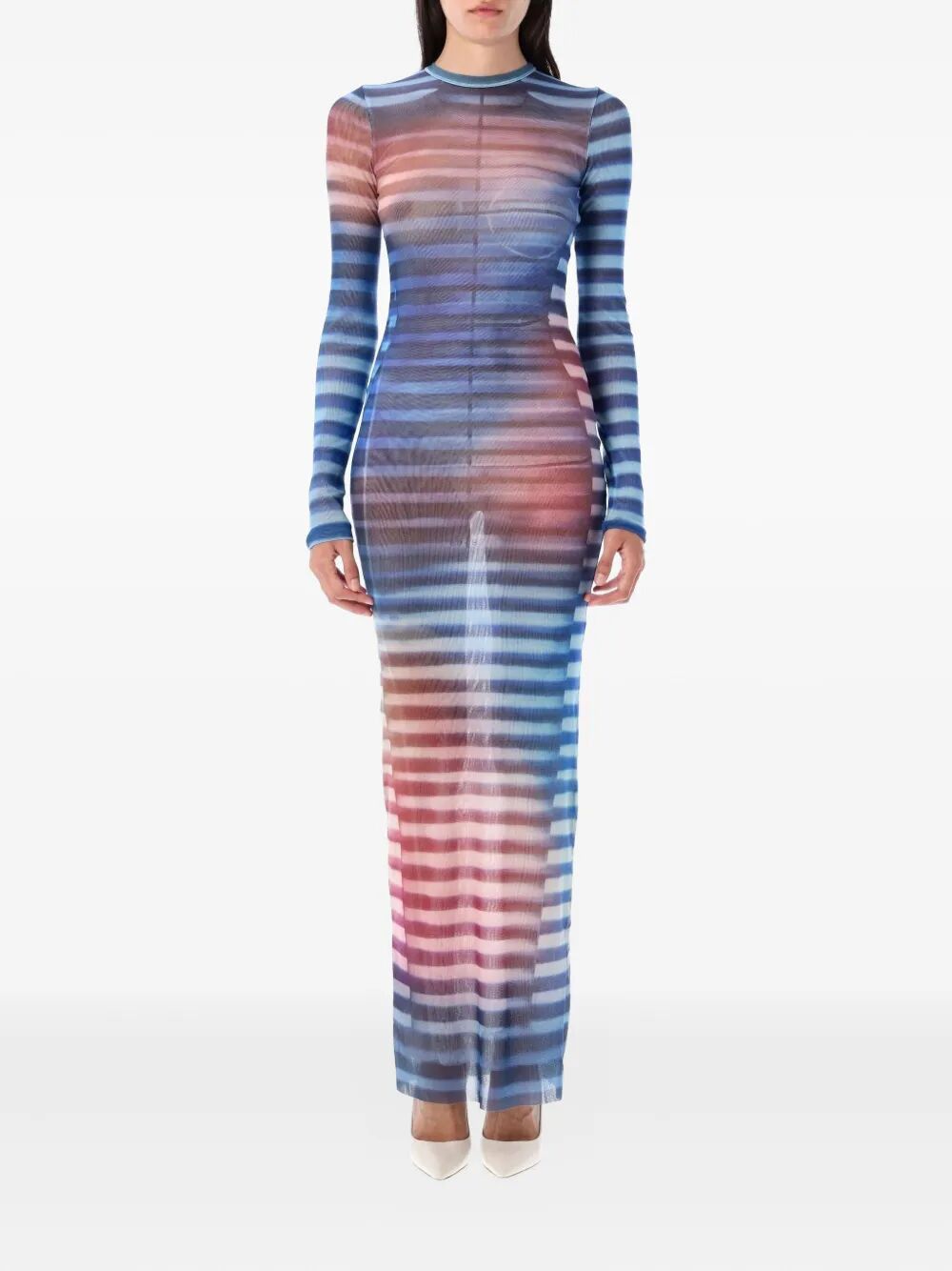 Jean Paul Gaultier MESH LONG DRESS PRINTED "AIR" Size XS / US 0-2 / IT 36-38 - 4 Thumbnail
