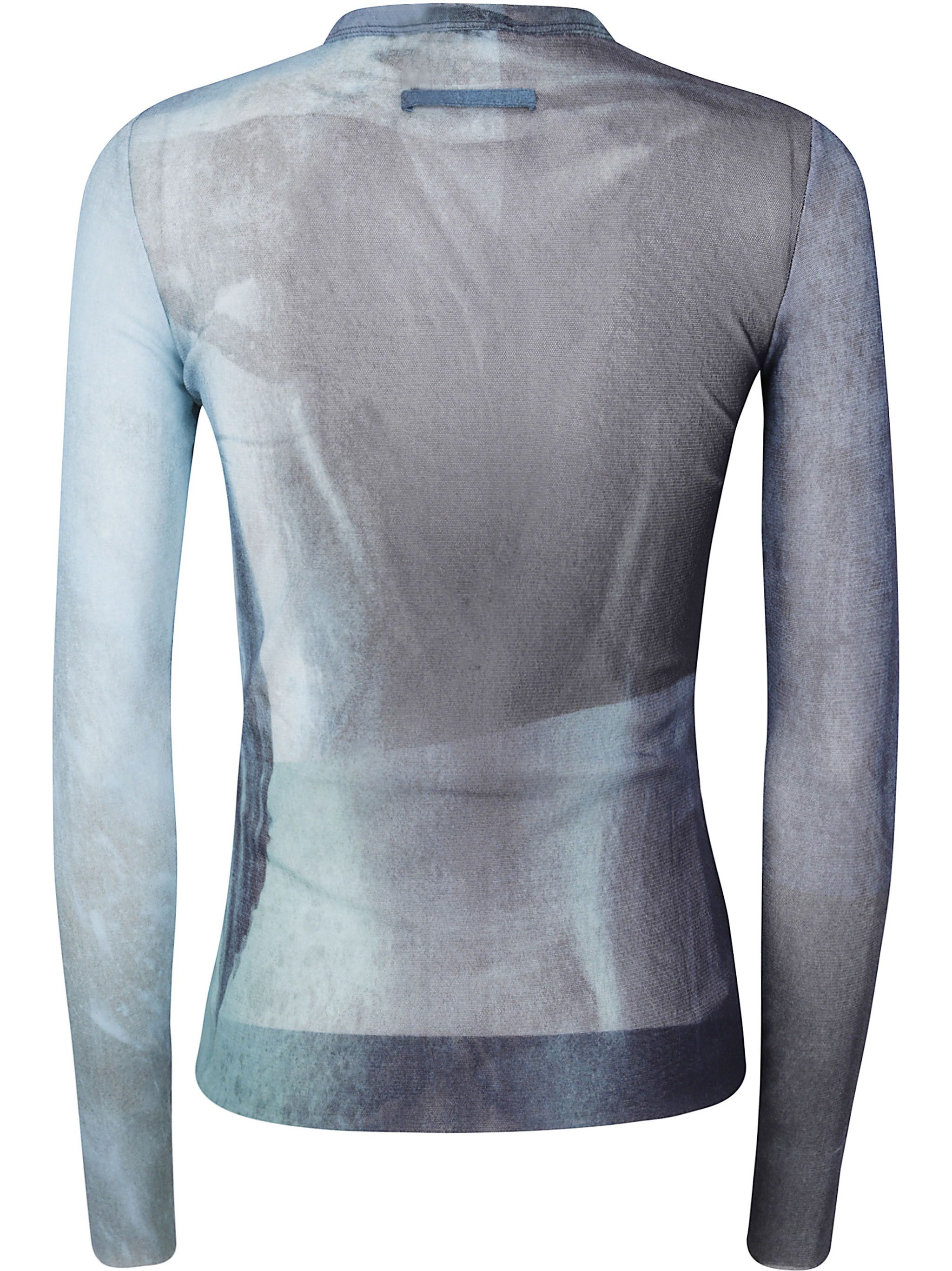 Jean Paul Gaultier MESH LONG SLEEVES TOP PRINTED "WATER" Size L / US 10 / IT 46 - 2 Thumbnail