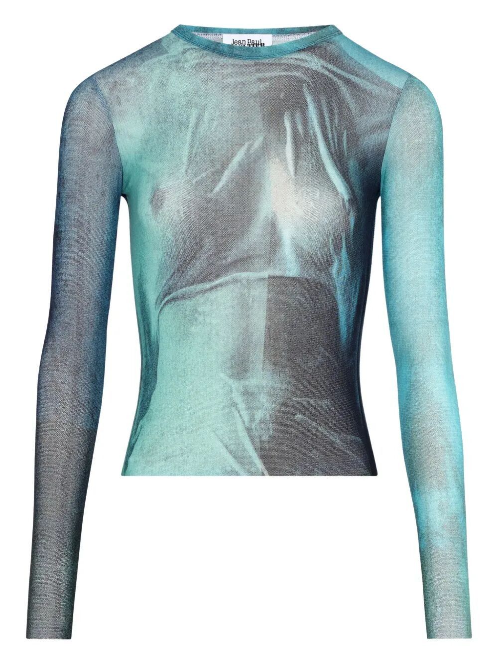 Jean Paul Gaultier MESH LONG SLEEVES TOP PRINTED "WATER" Size XS / US 0-2 / IT 36-38 - 4 Thumbnail