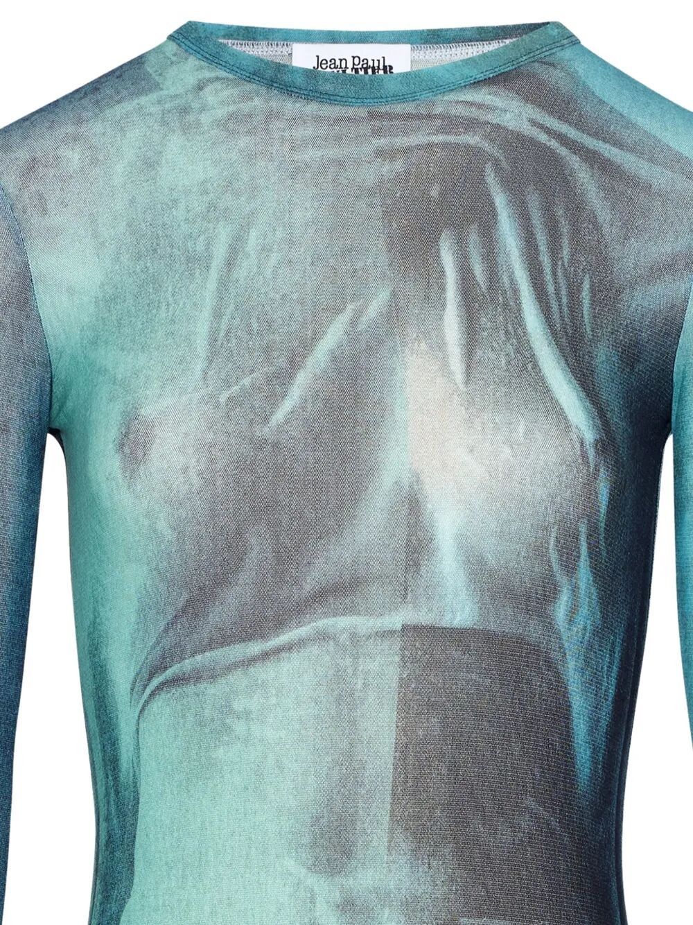 Jean Paul Gaultier MESH LONG SLEEVES TOP PRINTED "WATER" Size XS / US 0-2 / IT 36-38 - 5 Thumbnail