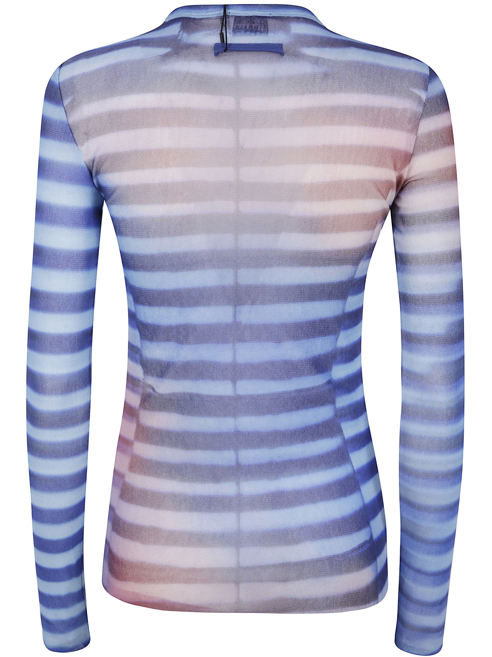 Jean Paul Gaultier MESH LONG SLEEVES TOP PRINTED "AIR" Size L / US 10 / IT 46 - 2 Thumbnail