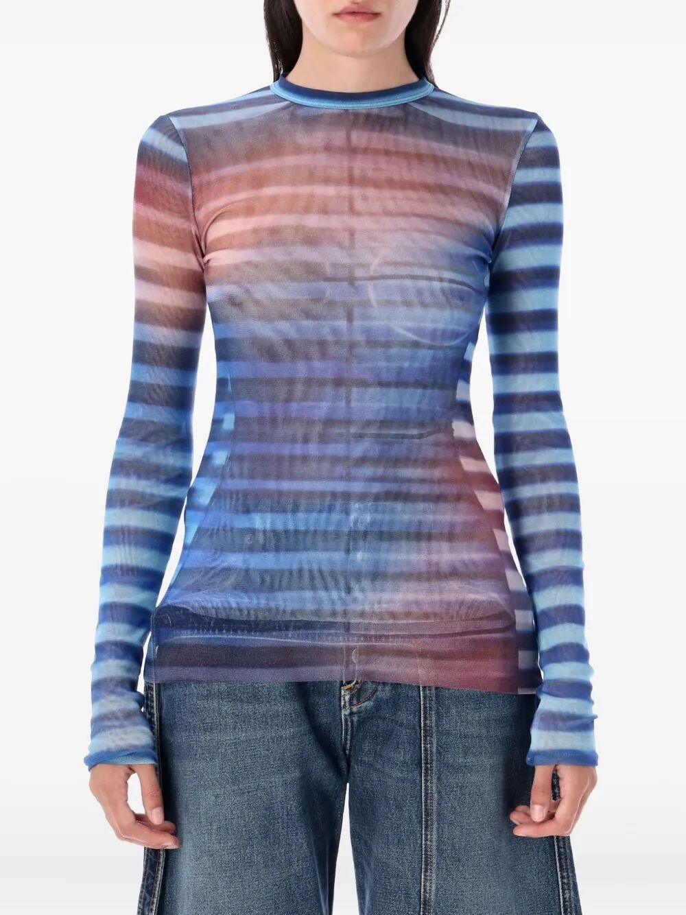 Jean Paul Gaultier MESH LONG SLEEVES TOP PRINTED "AIR" Size M / US 6-8 / IT 42-44 - 4 Thumbnail