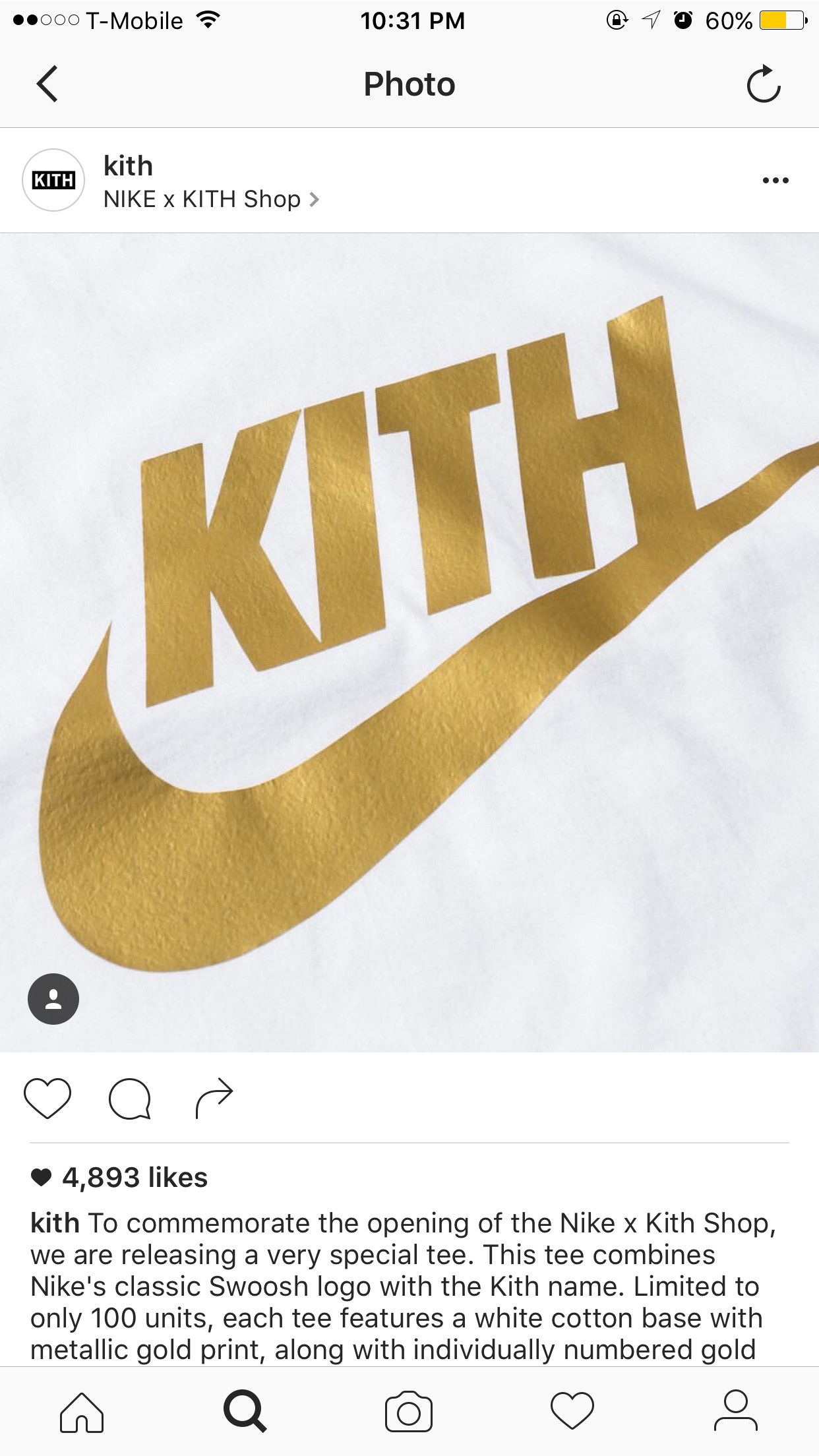 Nike Kith X Nike White Gold Swoosh Tee Size US M / EU 48-50 / 2 - 3 Thumbnail