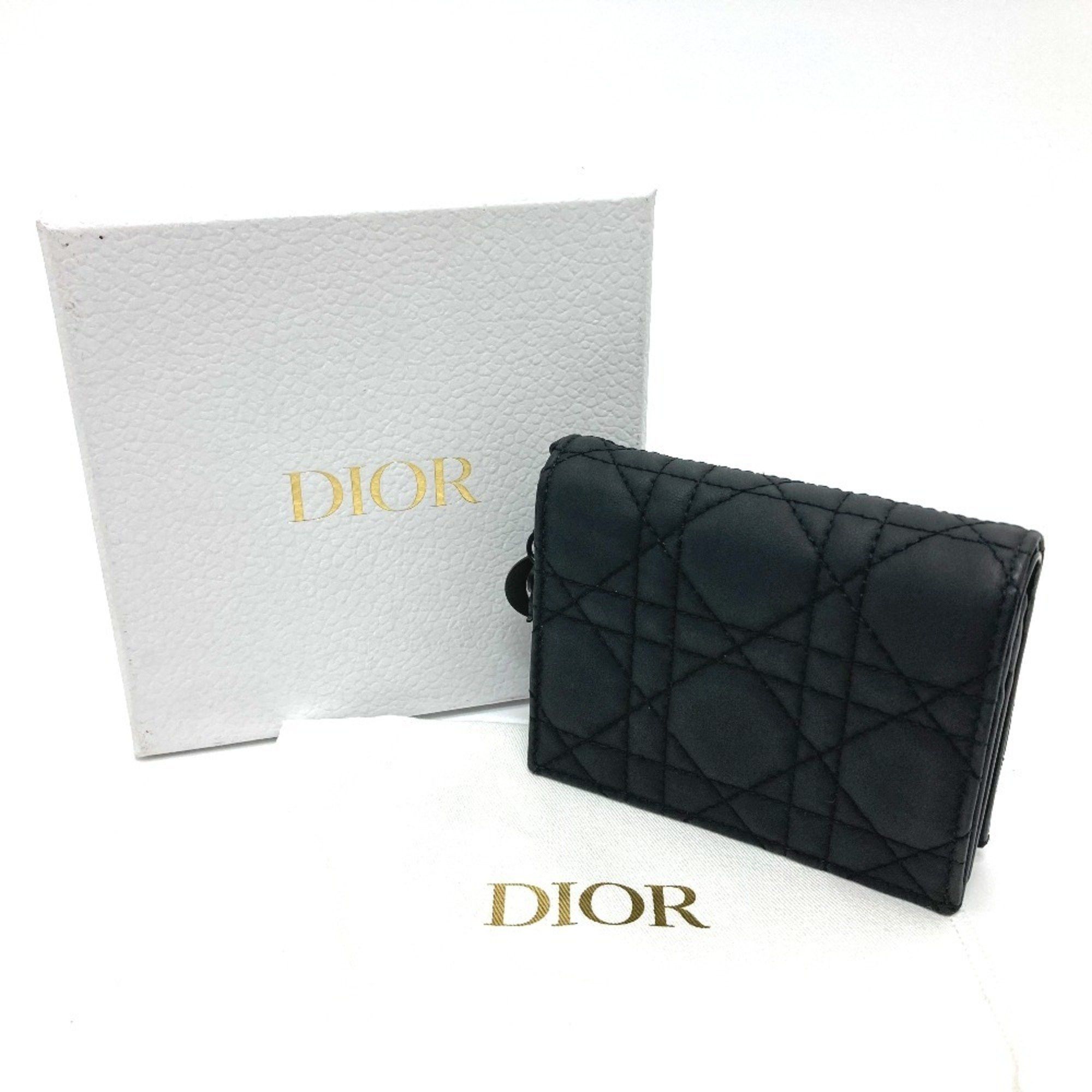 Dior Christian Dior Dior S0178SLOI Lady Mini Wallet Bi-fold Leather Women's Black Size ONE SIZE - 12 Thumbnail
